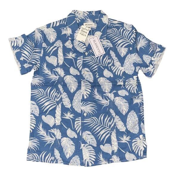 NWT! Blank NYC Strictly by Hand Linen Aloha Short Sleeve Shirt - Size Medium - Picture 2 of 4